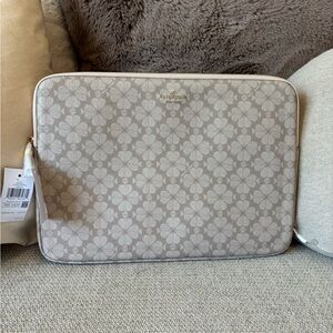 Kate Spade Taupe Heart Pattern Laptop Sleeve